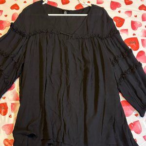 a.n.a Black Ruffled Relaxed Blouse
